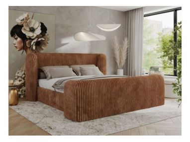 Łóżko tapicerowane EMORA CLASSIC DUO 180x200 - materac multipocket - pomarańczowy, sztruks