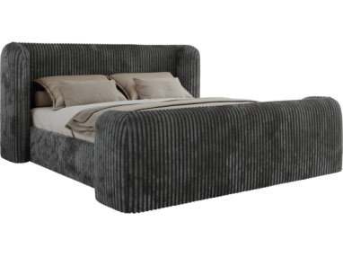 Łóżko tapicerowane EMORA CLASSIC DUO 160x200 - materac piankowy - szary, sztruks