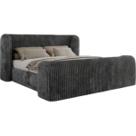 Łóżko tapicerowane EMORA CLASSIC DUO 200x200 - materac piankowy - szary, sztruks