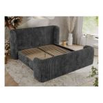 Łóżko tapicerowane EMORA CLASSIC DUO 140x200 - materac pocket - szary, sztruks