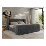 Łóżko tapicerowane EMORA CLASSIC DUO 200x200 - materac pocket - szary, sztruks