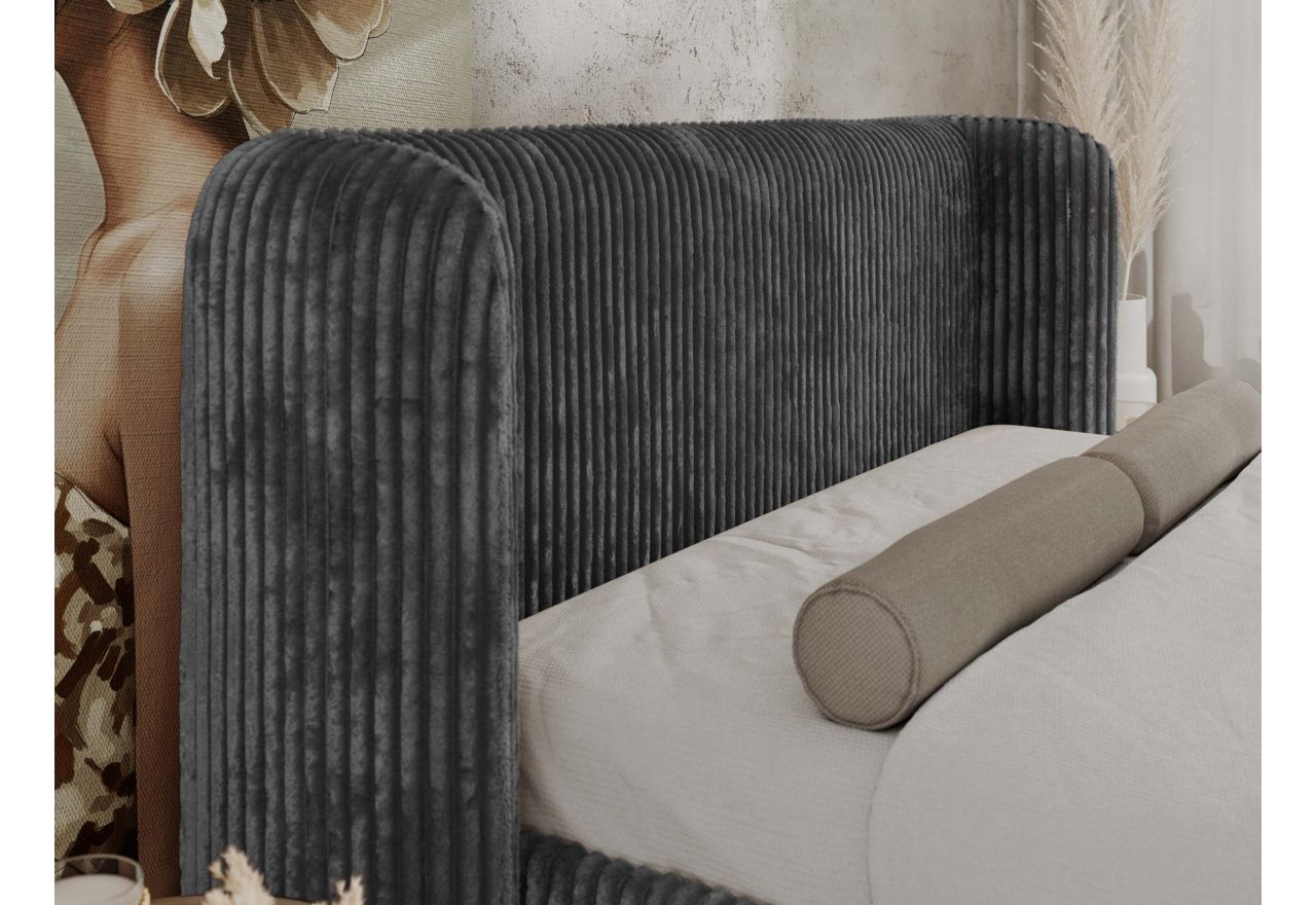 Łóżko tapicerowane EMORA CLASSIC DUO 140x200 - materac multipocket - szary, sztruks