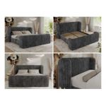 Łóżko tapicerowane EMORA CLASSIC DUO 200x200 - materac multipocket - szary, sztruks