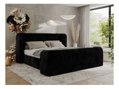 Łóżko tapicerowane EMORA CLASSIC DUO 200x200 - czarny, sztruks