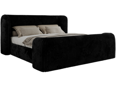 Łóżko tapicerowane EMORA CLASSIC DUO 180x200 - materac pocket - czarny, sztruks