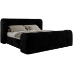Łóżko tapicerowane EMORA CLASSIC DUO 180x200 - materac pocket - czarny, sztruks