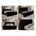 Łóżko tapicerowane EMORA CLASSIC DUO 180x200 - materac pocket - czarny, sztruks