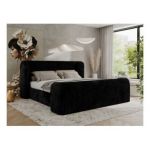 Łóżko tapicerowane EMORA CLASSIC DUO 140x200 - materac multipocket - czarny, sztruks