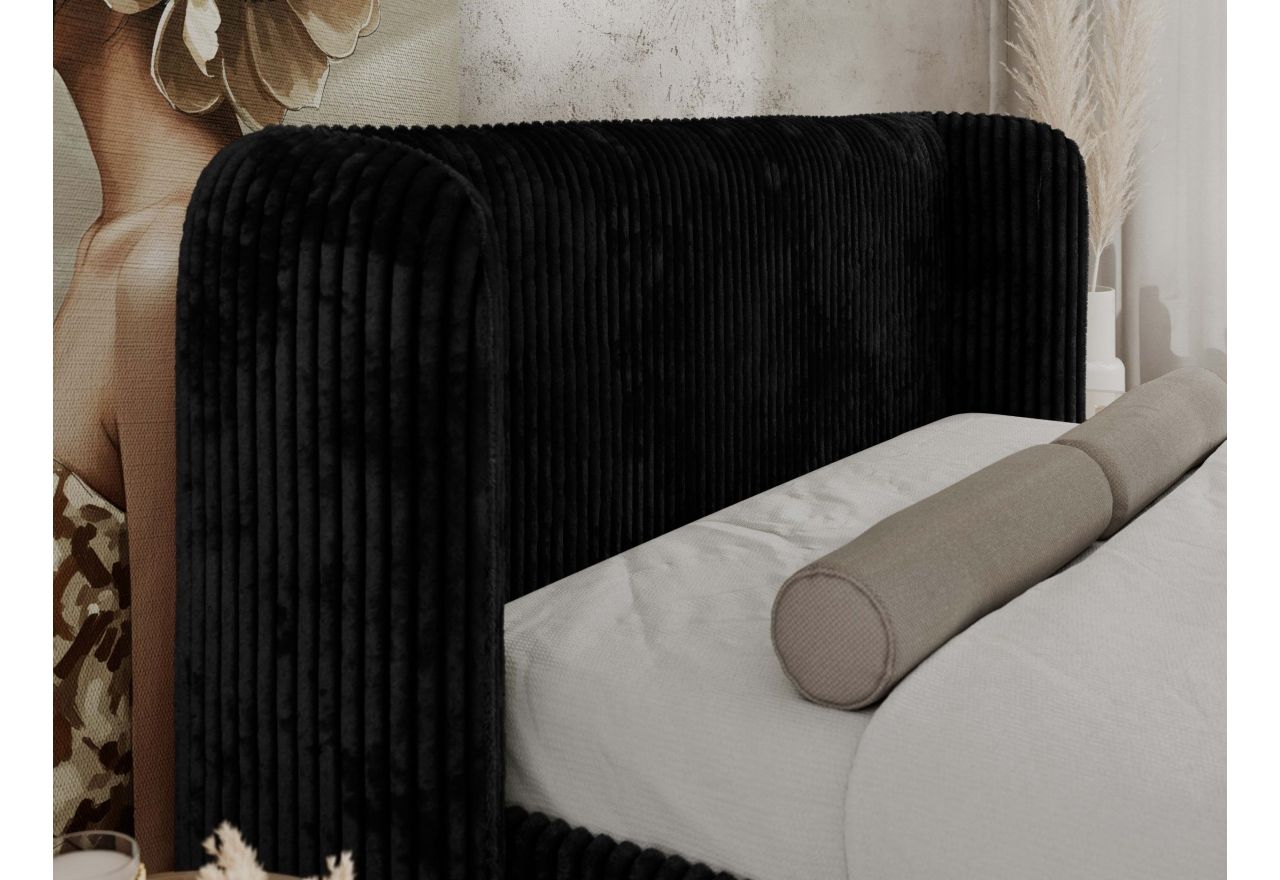 Łóżko tapicerowane EMORA CLASSIC DUO 160x200 - materac multipocket - czarny, sztruks