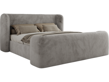 Łóżko tapicerowane EMORA CLASSIC DUO 140x200 - materac pocket - jasnoszary, plusz