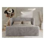 Łóżko tapicerowane EMORA CLASSIC DUO 160x200 - materac pocket - jasnoszary, plusz