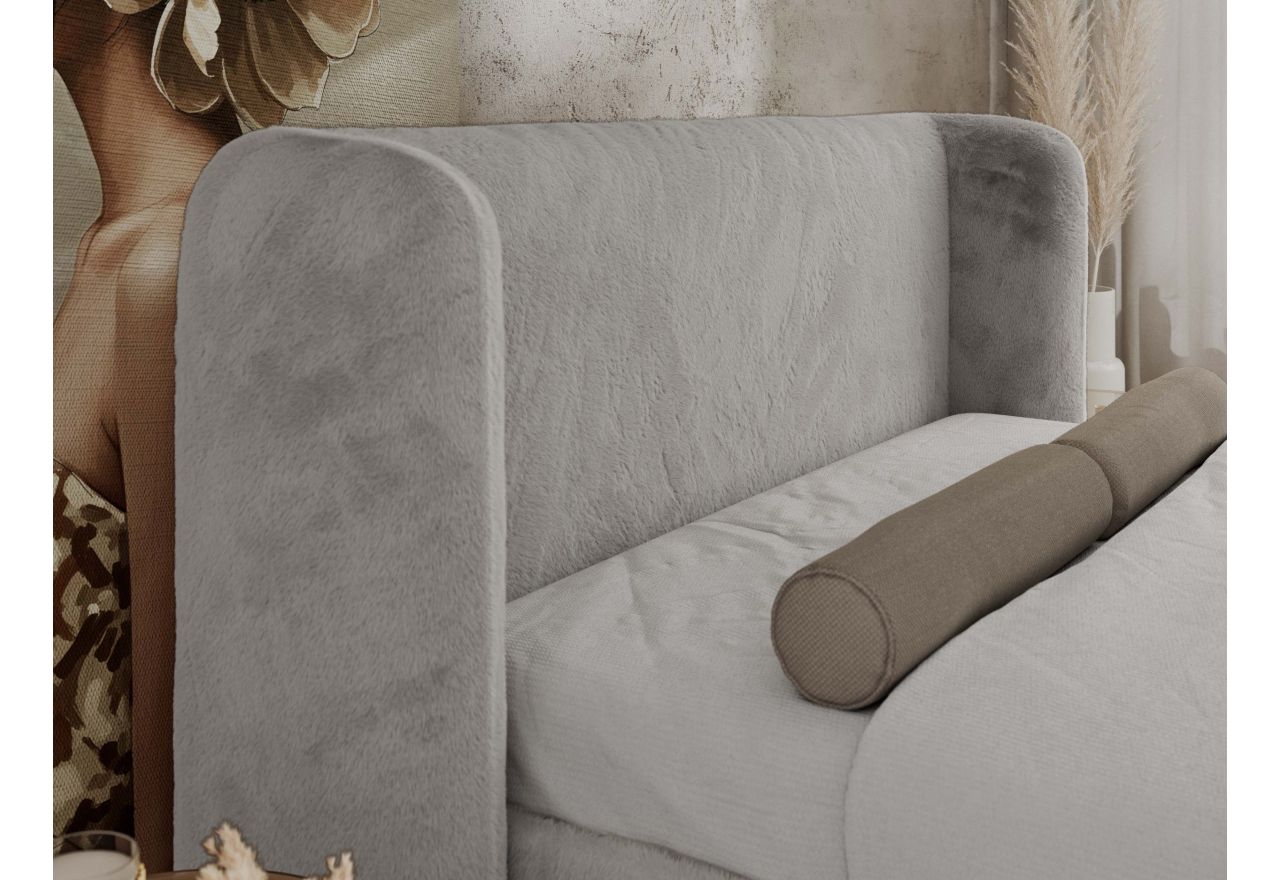 Łóżko tapicerowane EMORA CLASSIC DUO 140x200 - materac multipocket - jasnoszary, plusz
