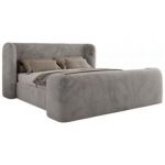 Łóżko tapicerowane EMORA CLASSIC DUO 140x200 - materac multipocket - jasnoszary, plusz