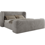 Łóżko tapicerowane EMORA CLASSIC DUO 180x200 - materac multipocket - jasnoszary, plusz