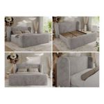 Łóżko tapicerowane EMORA CLASSIC DUO 180x200 - materac multipocket - jasnoszary, plusz