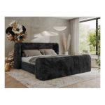 Łóżko tapicerowane EMORA CLASSIC DUO 180x200 - materac pocket - ciemnoszary, plusz
