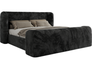 Łóżko tapicerowane EMORA CLASSIC DUO 180x200 - materac pocket - ciemnoszary, plusz