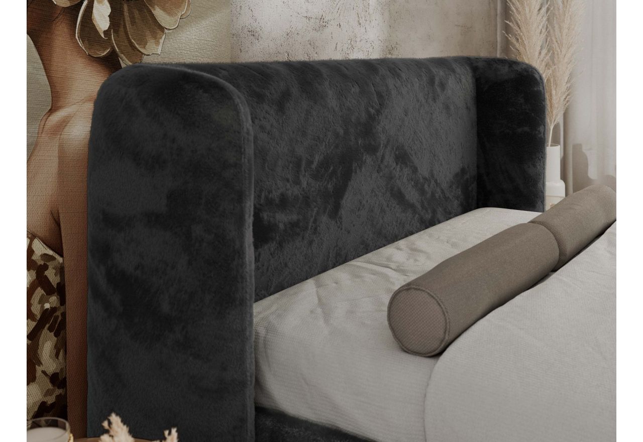 Łóżko tapicerowane EMORA CLASSIC DUO 140x200 - materac multipocket - ciemnoszary, plusz