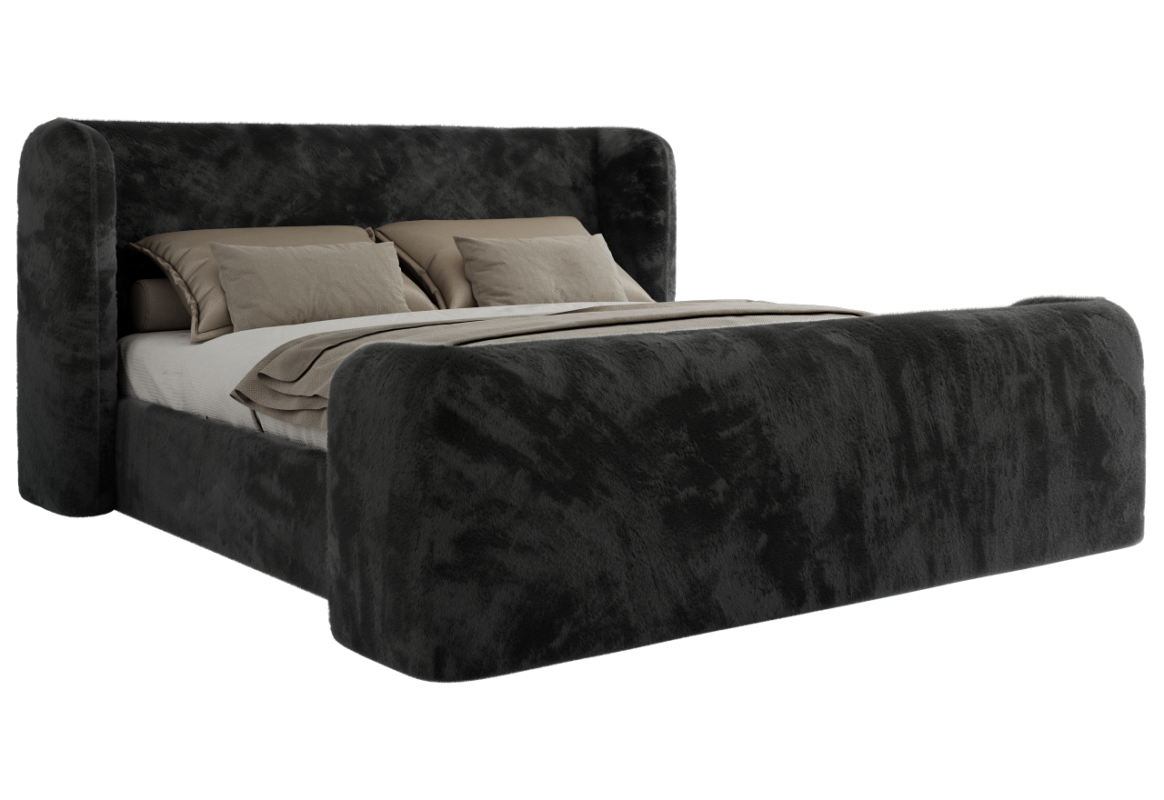 Łóżko tapicerowane EMORA CLASSIC DUO 160x200 - materac multipocket - ciemnoszary, plusz