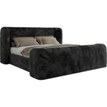 Łóżko tapicerowane EMORA CLASSIC DUO 160x200 - materac multipocket - ciemnoszary, plusz