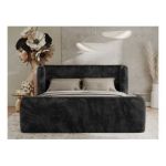 Łóżko tapicerowane EMORA CLASSIC DUO 180x200 - materac multipocket - ciemnoszary, plusz