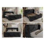Łóżko tapicerowane EMORA CLASSIC DUO 180x200 - materac multipocket - ciemnoszary, plusz