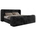 Łóżko tapicerowane EMORA CLASSIC DUO 200x200 - materac multipocket - ciemnoszary, plusz