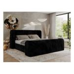 Łóżko tapicerowane EMORA CLASSIC DUO 160x200 - materac pocket - czarny, plusz