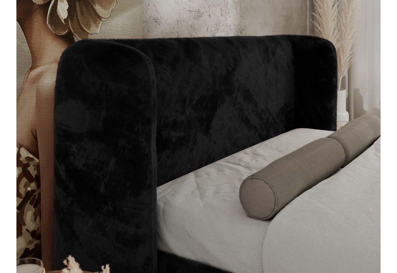 Łóżko tapicerowane EMORA CLASSIC DUO 140x200 - materac multipocket - czarny, plusz