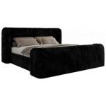 Łóżko tapicerowane EMORA CLASSIC DUO 140x200 - materac multipocket - czarny, plusz