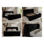 Łóżko tapicerowane EMORA CLASSIC DUO 160x200 - materac multipocket - czarny, plusz