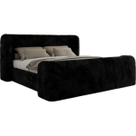 Łóżko tapicerowane EMORA CLASSIC DUO 200x200 - materac multipocket - czarny, plusz