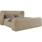 Łóżko tapicerowane EMORA CLASSIC DUO 160x200 - materac piankowy - kremowy, plusz