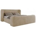 Łóżko tapicerowane EMORA CLASSIC DUO 160x200 - materac piankowy - kremowy, plusz