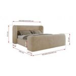 Łóżko tapicerowane EMORA CLASSIC DUO 160x200 - materac piankowy - kremowy, plusz