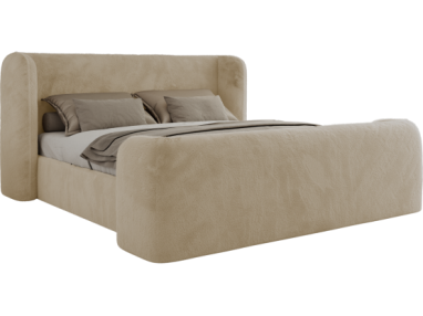 Łóżko tapicerowane EMORA CLASSIC DUO 180x200 - materac piankowy - kremowy, plusz