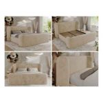Łóżko tapicerowane EMORA CLASSIC DUO 180x200 - materac multipocket - kremowy, plusz