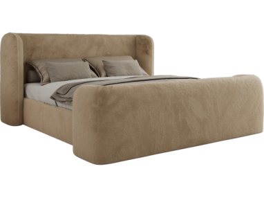 Łóżko tapicerowane EMORA CLASSIC DUO 200x200 - materac pocket - beżowy, plusz