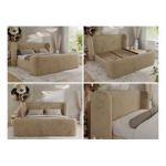 Łóżko tapicerowane EMORA CLASSIC DUO 140x200 - materac multipocket - beżowy, plusz