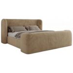 Łóżko tapicerowane EMORA CLASSIC DUO 160x200 - materac multipocket - beżowy, plusz