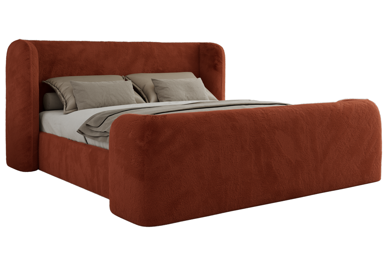 Łóżko tapicerowane EMORA CLASSIC DUO 200x200 - pomarańczowy, plusz