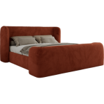 Łóżko tapicerowane EMORA CLASSIC DUO 140x200 - materac multipocket - pomarańczowy, plusz