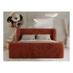 Łóżko tapicerowane EMORA CLASSIC DUO 140x200 - materac multipocket - pomarańczowy, plusz