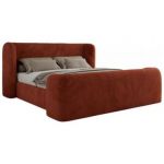 Łóżko tapicerowane EMORA CLASSIC DUO 180x200 - materac multipocket - pomarańczowy, plusz