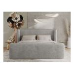 Łóżko tapicerowane EMORA CLASSIC DUO 200x200 - jasnoszary, struktura