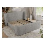Łóżko tapicerowane EMORA CLASSIC DUO 160x200 - materac multipocket - jasnoszary, struktura