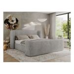 Łóżko tapicerowane EMORA CLASSIC DUO 180x200 - materac multipocket - jasnoszary, struktura