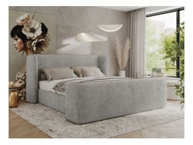 Łóżko tapicerowane EMORA CLASSIC DUO 200x200 - materac multipocket - jasnoszary, struktura