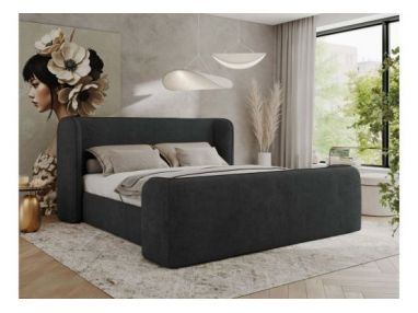 Łóżko tapicerowane EMORA CLASSIC DUO 140x200 - materac pocket - ciemnoszary, struktura