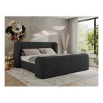 Łóżko tapicerowane EMORA CLASSIC DUO 140x200 - materac pocket - ciemnoszary, struktura